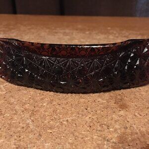 VINTAGE FENTON ART GLASS PURPLE AMETHYST CANOE BOAT TRINKET DISH